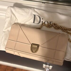 Christian Dior Pink Diorama Leather Clutch with Gold Detail